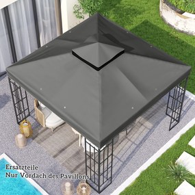 Outsunny Husă de schimb pentru pavilion 3 x 3 m, prelată de schimb pentru pavilion cu orificii de scurgere a apei, UPF30+, protecție solară, gri închis | Aosom Romania
