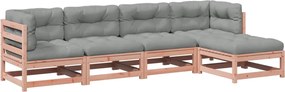 vidaXL Set canapele grădină cu perne, 5 piese, lemn masiv brad douglas