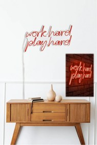 Decoratiune luminoasa LED de perete Work Hard Play Hard Rosu 55x36x2 cm