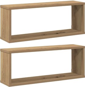 vidaXL Rafturi de perete cub 2 buc. stejar artizanal, 60x15x23 cm lemn
