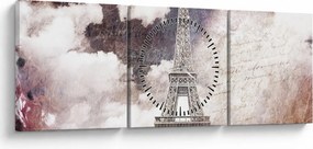 Tablou - Turnul Eiffel, Paris, Franța (cu ceas) (90x30 cm)