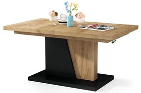 Masă extensibilă pentru living/dining cu blat cu ridicare NINO, stejar craft/negru