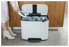 Coș de gunoi alb de reciclat/cu pedală din oțel 33 l Bo – Brabantia