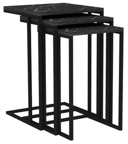 Masă pliabilă Black Mermer, 3 buc