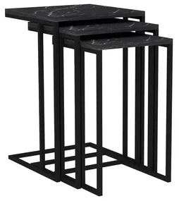 Masă pliabilă Black Mermer, 3 buc