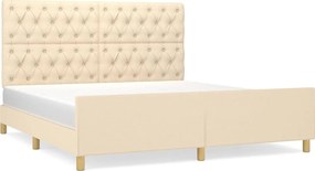 vidaXL Cadru de pat fără saltea, crem, 160x200 cm, textil
