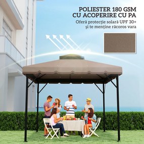 Outsunny Husă de Rezervă pentru Foișor 3x3 m din Grădină, Acoperiș Dublu Rezistent la Apă din Poliester 180g/㎡ Anti-UV 30+ cu 8 Găuri de Drenaj, Cașmir | Aosom Romania