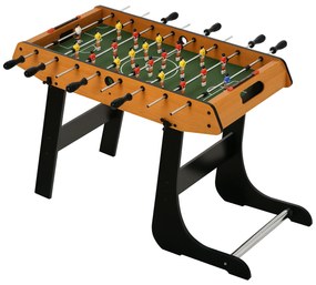 HOMCOM Masă de baby-foot pliabilă din MDF, 2 mingi incluse, ideală pentru joacă acasă, design lemn/negru, 98x42x62 cm | Aosom Romania