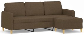 3153598 vidaXL Canapea cu 3 locuri cu taburet, maro, 180 cm, material textil