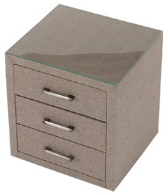 Noptieră, material textil maro deschis/sticlă, SAMRENO