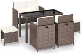 vidaXL Set mobilier de exterior cu perne, 6 piese, maro, poliratan