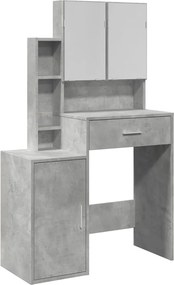 848237 vidaXL Masă de toaletă cu dulap, gri beton, 80x35x132 cm