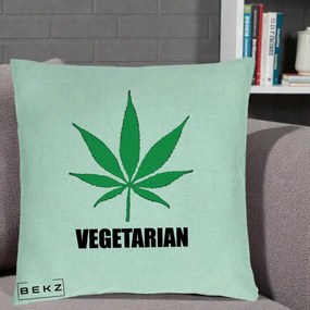 Perna Decorativa Vegetarian cu Frunza, 40x40 cm, Verde Menta, Husa Detasabila, Perna Inclusa, BEKZ®