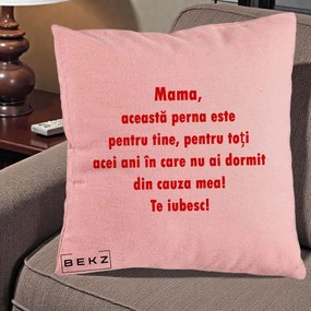 Cadou pentru Mama - Perna Personalizata Perna pentru Mama, 40x40 cm, Roz, Husa Detasabila, Perna Inclusa, BEKZ®