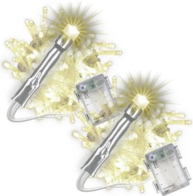 Set de lanțuri LED de Crăciun, 100 LED-uri, alb cald, 2 buc