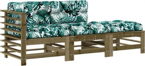 vidaXL Set mobilier de grădină cu perne, 3 piese, lemn de pin tratat