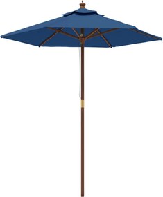 vidaXL Umbrelă de soare de grădină stâlp din lemn, albastru 196x231 cm