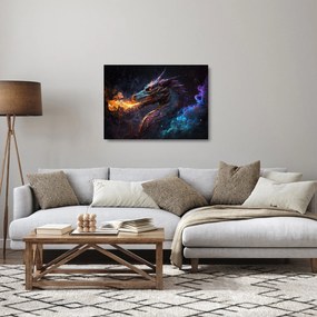 Tablou pe sticlă - Dragon scuipând flăcări (70x50 cm)