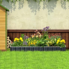 Outsunny Pat Modular Suprainălțat pentru Legume, Structură din Oțel Zincat, Ideal pentru Plante și Ierburi, 258x90x30 cm, Gri Inchis | Aosom Romania
