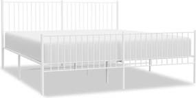 vidaXL Cadru de pat metalic cu tăblie de cap/picioare, alb, 193x203 cm