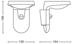 Philips TYLA LED 9W 230V 2700K IP44 Aplicație de perete cu senzor, exterior
