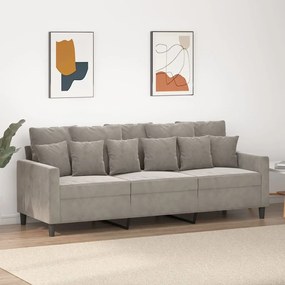Canapea cu 3 locuri, gri deschis, material 180CM catifea Gri deschis, 198 x 77 x 80 cm