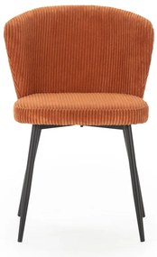 Scaune de dining portocalii 4 buc. din catifea reiată Megan – Marckeric