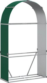 vidaXL Suport pentru bușteni, verde, 120x45x210 cm, oțel galvanizat