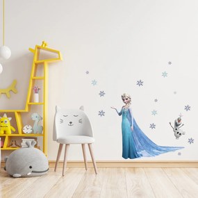 Autocolant de perete "Elsa și Olaf" 78x65 cm