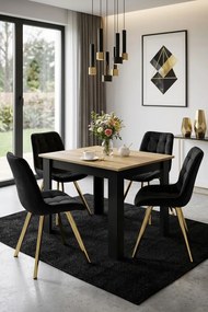 OFERTA Scaun de dining SORIA VELVET cu picioare aurii, negru calitatea II