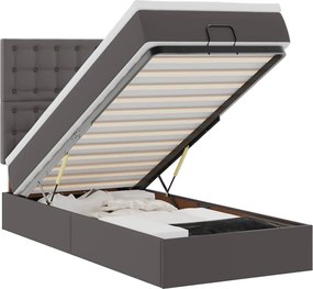 vidaXL Cadru de pat otoman cu saltea gri 80x200cm piele artificială