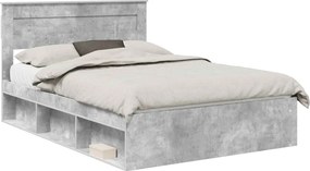 vidaXL Cadru de pat cu headboard Beton 160 x 200 cm Lemn de pin masiv