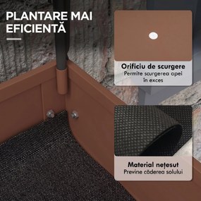 Outsunny Strat de Gradină Înălțat cu Acoperiș de Sera, Jardiniera Mobilă cu Roți și Raft Inferior pentru Legume, Flori, Ierburi | Aosom Romania