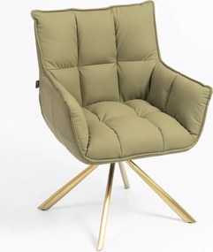 HR560 BAZĂ STEA Scaun Khaki Piele Ecologica Premium Soft cu Bază Aurie