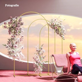 Outsunny Set de 3 Arcade de Grădină pentru Nunți, 120x40x220 cm, Auriu | Aosom Romania