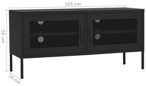 Comoda TV, negru, 105x35x50 cm, otel 1, Negru
