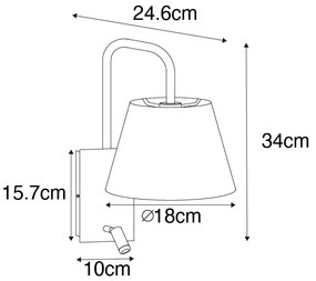Lampă de perete modernă albă și bronz cu lampă de citit - Renier