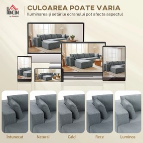 HOMCOM Canapea Modulară Secțională 294 cm, în Formă de U cu 2 Poufuri, Fără Asamblare, Gri Închis, pentru Sufragerie și Dormitor. | Aosom Romania