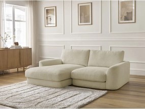 Colțar bej cu tapițerie din țesătură bouclé (cu colț pe partea stângă/cu șezlong) Leonore – Bobochic Paris