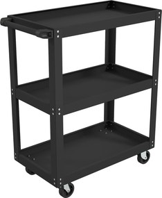 HOMCOM Cărucior pentru Scule cu 3 Rafturi cu Margini Înalte, 70,5x35x82,5 cm, Negru | Aosom Romania