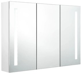 326531 vidaXL Dulap de baie cu oglindă și LED, alb strălucitor, 89x14x62 cm