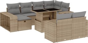 vidaXL Set canapele de grădină cu perne, 11 piese, bej, poliratan