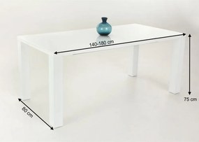Masă dining extensibilă, alb extra lucios HG, 140-180x80 cm, ASPER NEW TYP 1