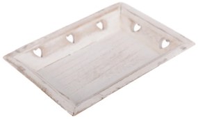 Tava din lemn Heart alb, 18 x 3,5 x 12 cm
