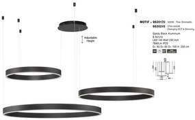 Lustra LED dimabila design circular MOTIF 3 ring negru