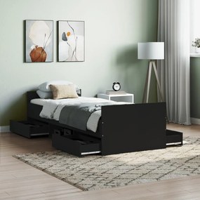 3203818 vidaXL Cadru pat cu tăblii de cap/picioare, negru, 75x190 cm