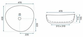 Lavoar alb pe blat Rea Andrea 47 cm