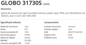 Aplica de perete pentru iluminat exterior cu senzor de miscare IP44 Herri antracit