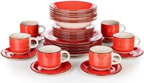 BANQUET Set de masă ceramic SPIRAL RED 30 piese