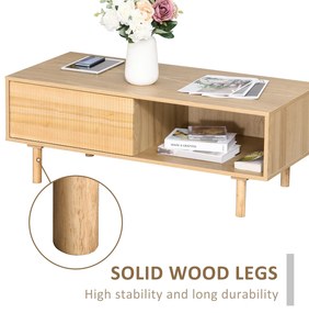 HOMCOM Masa de sufragerie pentru cafea, Stil nordic, cu Usa si Compartiment deschis, Culoare Lemn, 110x50x41.5cm